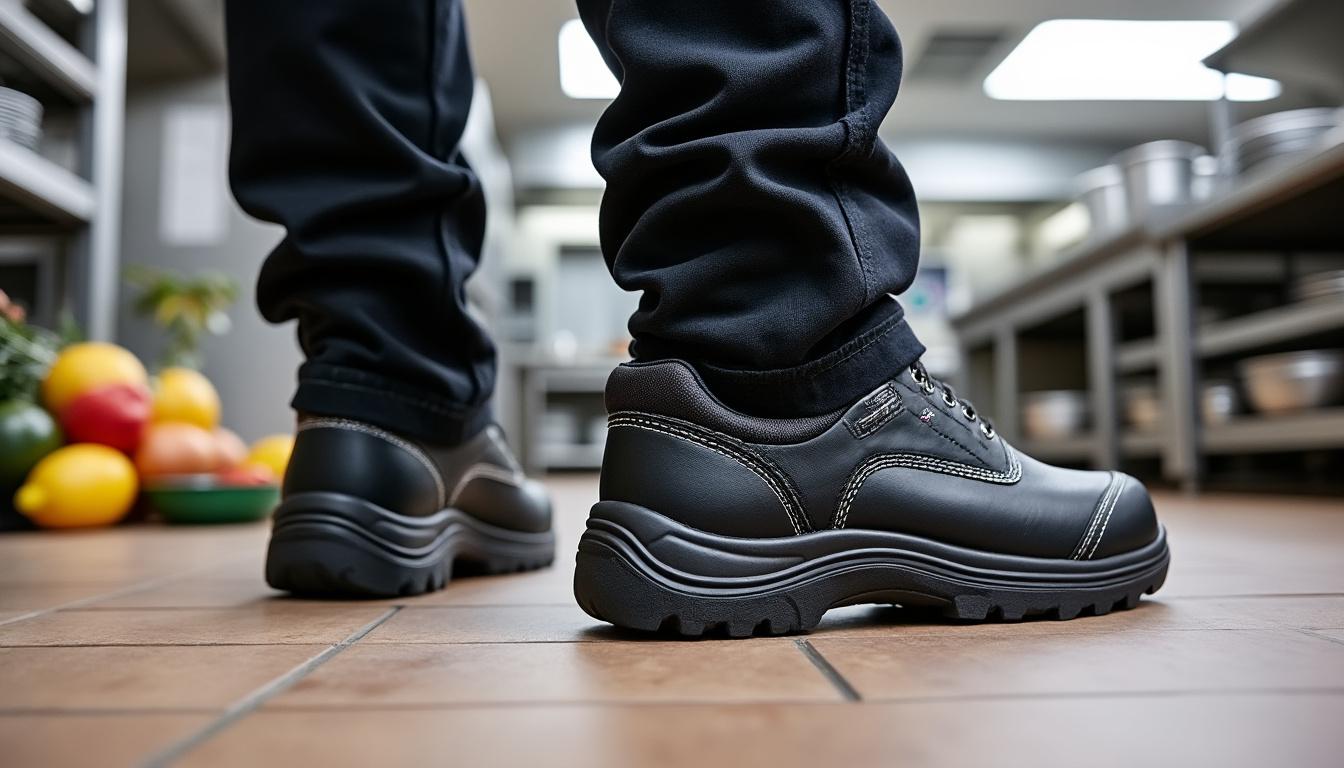 découvrez les chaussures de sécurité de cuisine noires s2 src tony, conçues pour allier confort et protection au travail. profitez d'un maintien optimal et d'une sécurité renforcée pour vos journées en cuisine.