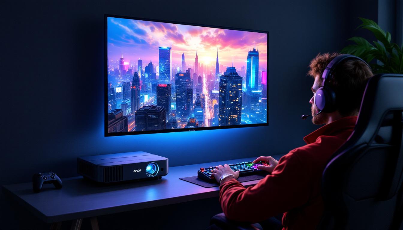 découvrez le vidéoprojecteur epson laser, parfait pour les gamers exigeants en quête d'une qualité d'image exceptionnelle et d'une expérience immersive.