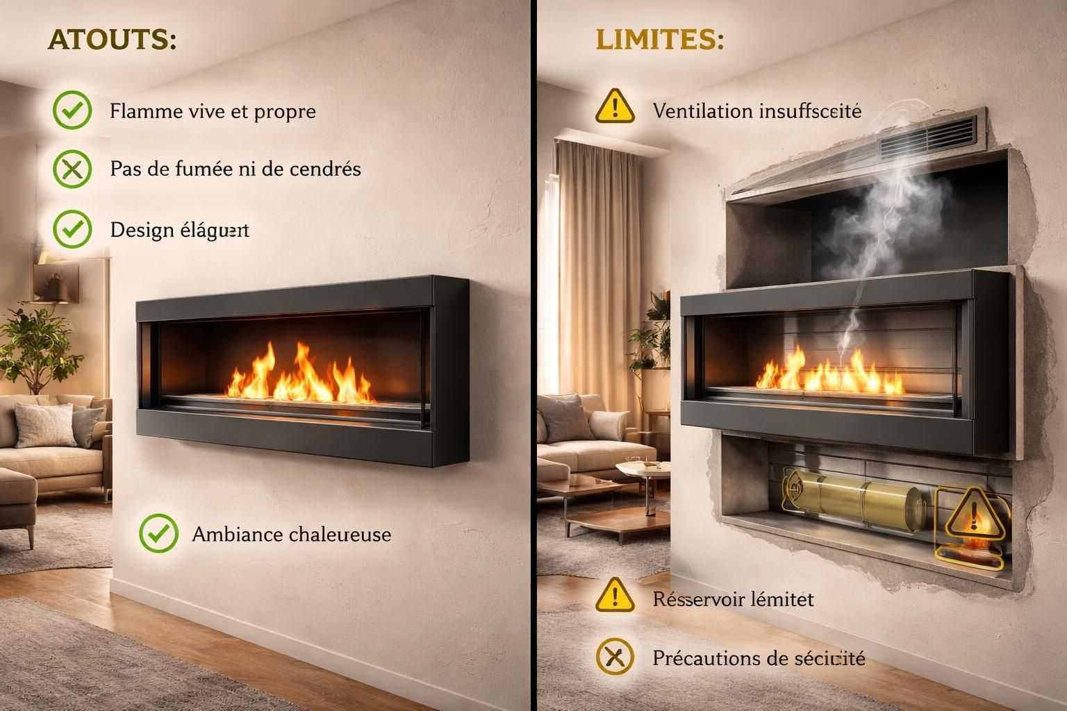 découvrez les avantages et les inconvénients d'une cheminée bioéthanol murale, une solution écologique et esthétique pour chauffer et décorer votre intérieur.